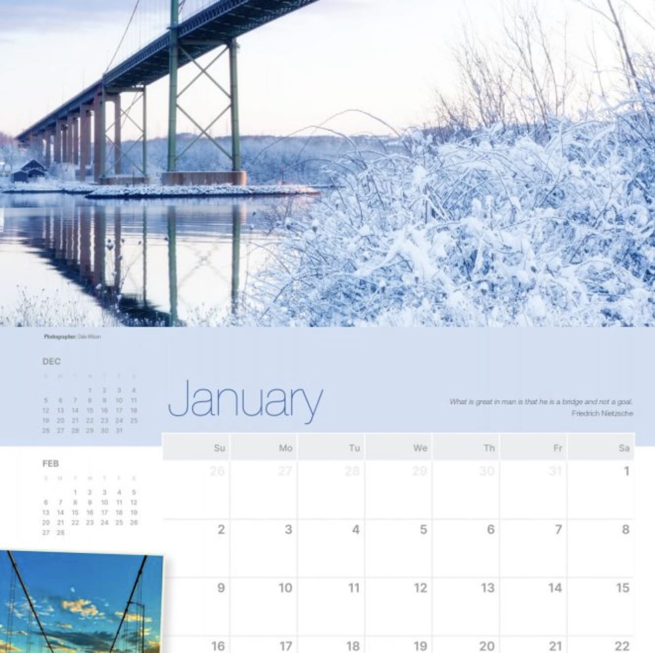 The MacKay Bridge in winter is pictured in the January month of the Halifax Harbour Bridges fundraiser calendar.